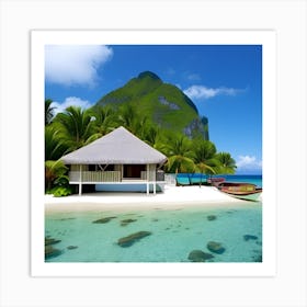 Beach House On A Tropical Island Art Print