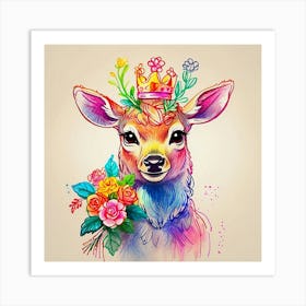 Deer With Crown 4 Art Print