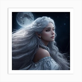 Beautiful Girl With Long Hair 1 Art Print