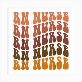 Thankful Rn Nurse Autumn Nurse Retro Groovy Thanksgiving Art Print