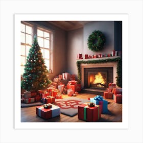 Christmas Tree In The Living Room 54 Art Print