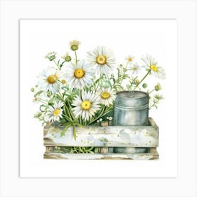 Daisies In A Crate 1 Art Print