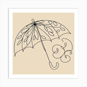 One line, An umbrella, Picasso style 1 Art Print