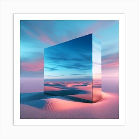 Ai Image Of Mirror Monolith In Desert Art Print