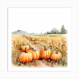 Pumpkin Patch Watercolour Art Print