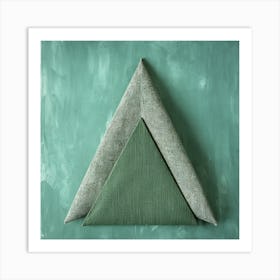 Triangle On A Green Background Art Print