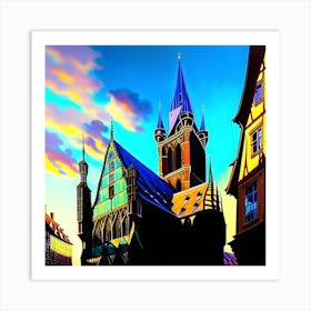 City At Sunset Art Print