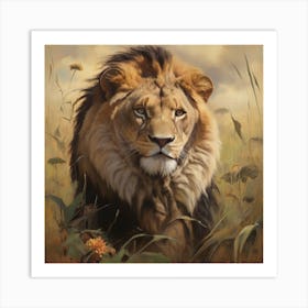 Lion golden Art Print