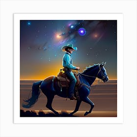 Cowboy On Horseback 1 Art Print