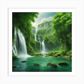 Waterfall - Waterfall Stock Videos & Royalty-Free Footage Art Print