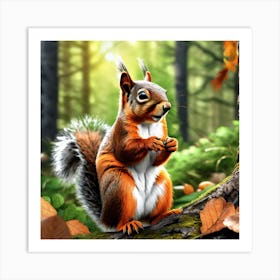 Squirrel In The Forest 387 Art Print