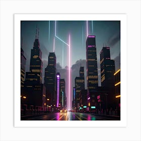 Urban Nights The City Illuminated Art Print