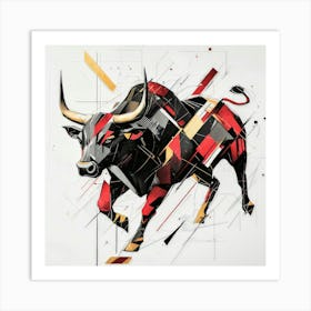 Bull.Generated AI. Wall Art Print 6 Art Print