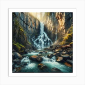 Waterfall In The Forest 45 Art Print