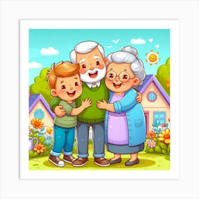 Grandma And Grandpa In The Garden Art Print