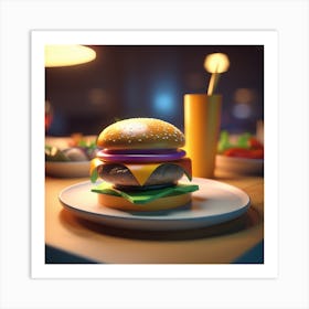 Hamburger On A Plate 102 Art Print