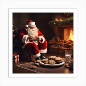 Santa Claus And Cookies 2 Art Print