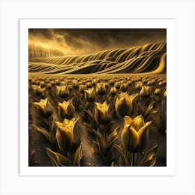 Golden Tulips Art Print