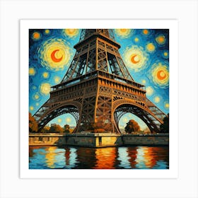 Eiffel Tower At Night Art Print