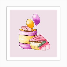 Party Cupcakes Square Art Print