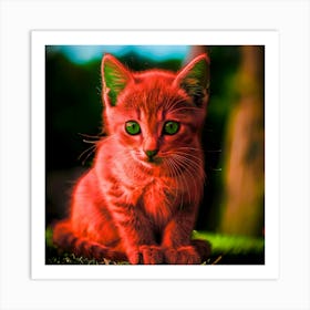 Red Kitten With Green Eyes Art Print