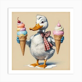 Ice Cream Duck Art Print