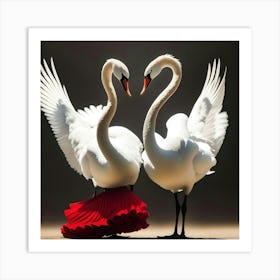 Swans Dance Art Print