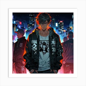 A Gangster Cyberpunk Cityscape Background Wall Art Decoration Art Print