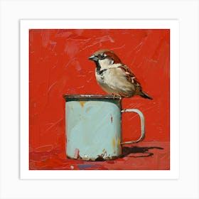 Sparrow In A Mug 6 Art Print