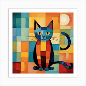 Cat In The Squares 1 Art Print