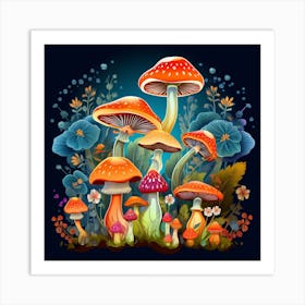 Mushrooms In The Forest 102 Art Print