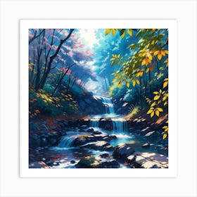 Waterfall In The Woods Art Print