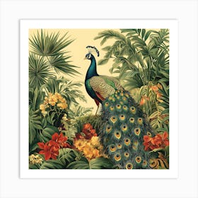 Peacock In The Jungle 5 Art Print