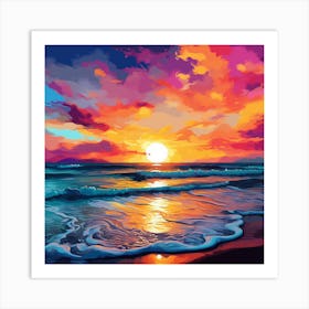 Sunset On The Beach 21 Art Print