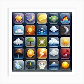 Weather Icons Set 12 1 Art Print