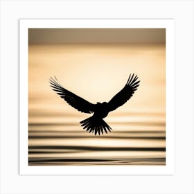 Silhouette Of A Bird In Flight Art Print