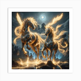 Two Horses In Flames Art Print