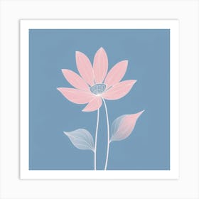 A White And Pink Flower In Minimalist Style Square Composition 103 Art Print