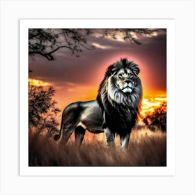 Lion At Sunset 21 Art Print