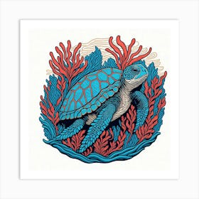 Turtle In The Sea Art Print