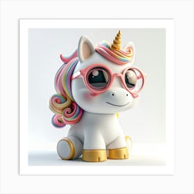 Unicorn With Glasses Art Print