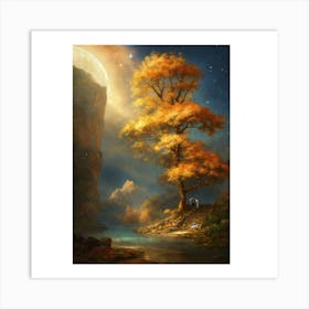 Tree In The Moonlight Art Print