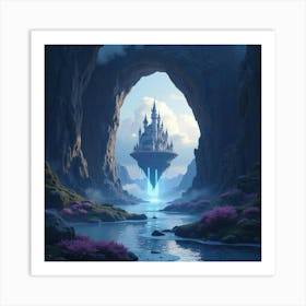 Mystical Portal Opening To An Enchanted Floating Castle 1 Art Print