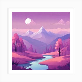 Misty mountains background in purple tone 99 Art Print