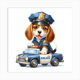 Beagle Police Officer~Reimagined Art Print