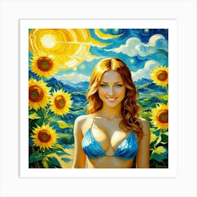 Sunflower Girlfhy Art Print