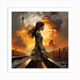 Girl On The Train Art Print