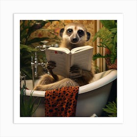 Meerkat In The Bath Reading A Newspaper Poster