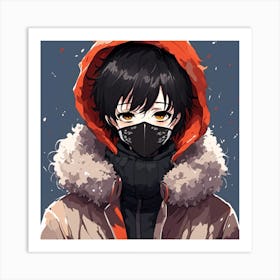 Anime Girl In Hoodie Art Print