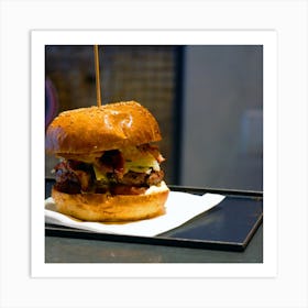 Burger Hanburger Cheeseburger Square Food Kitchen Photography Italy Italia Italian photo photography art travel Art Print